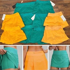 Lululemon Pace Rival Skirts Rare Colors Kelly Green, Clementine & Mango Dream.